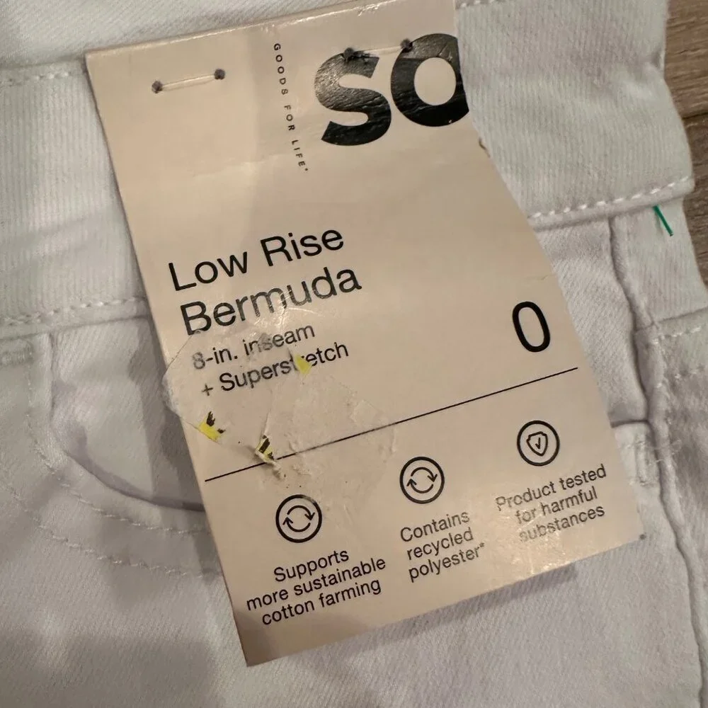 SO LOW RISE BERMUDA SHORTS WHITE NEW 0/24 - Picture 5 of 7
